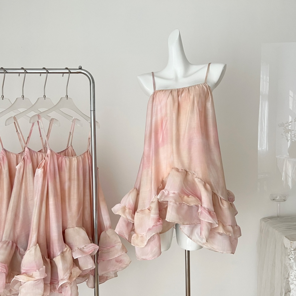 Blooming sling tops flowers stereoscopic dress