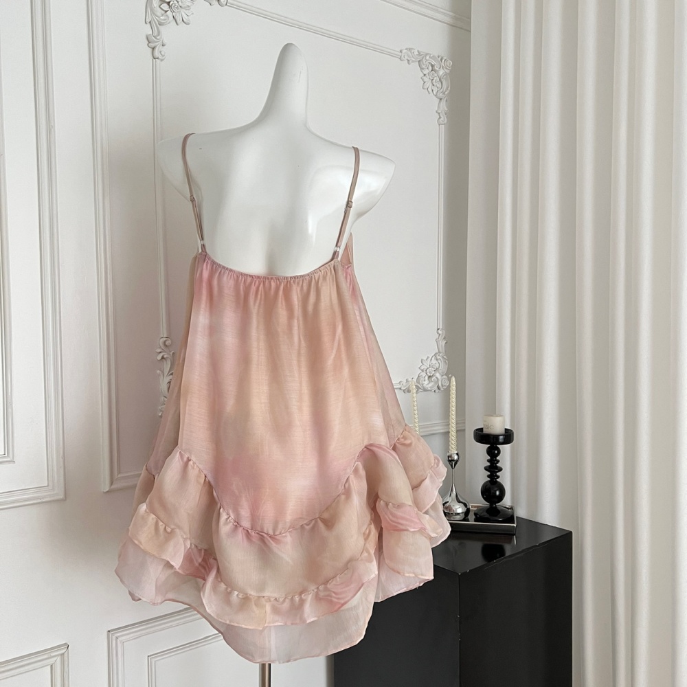 Blooming sling tops flowers stereoscopic dress