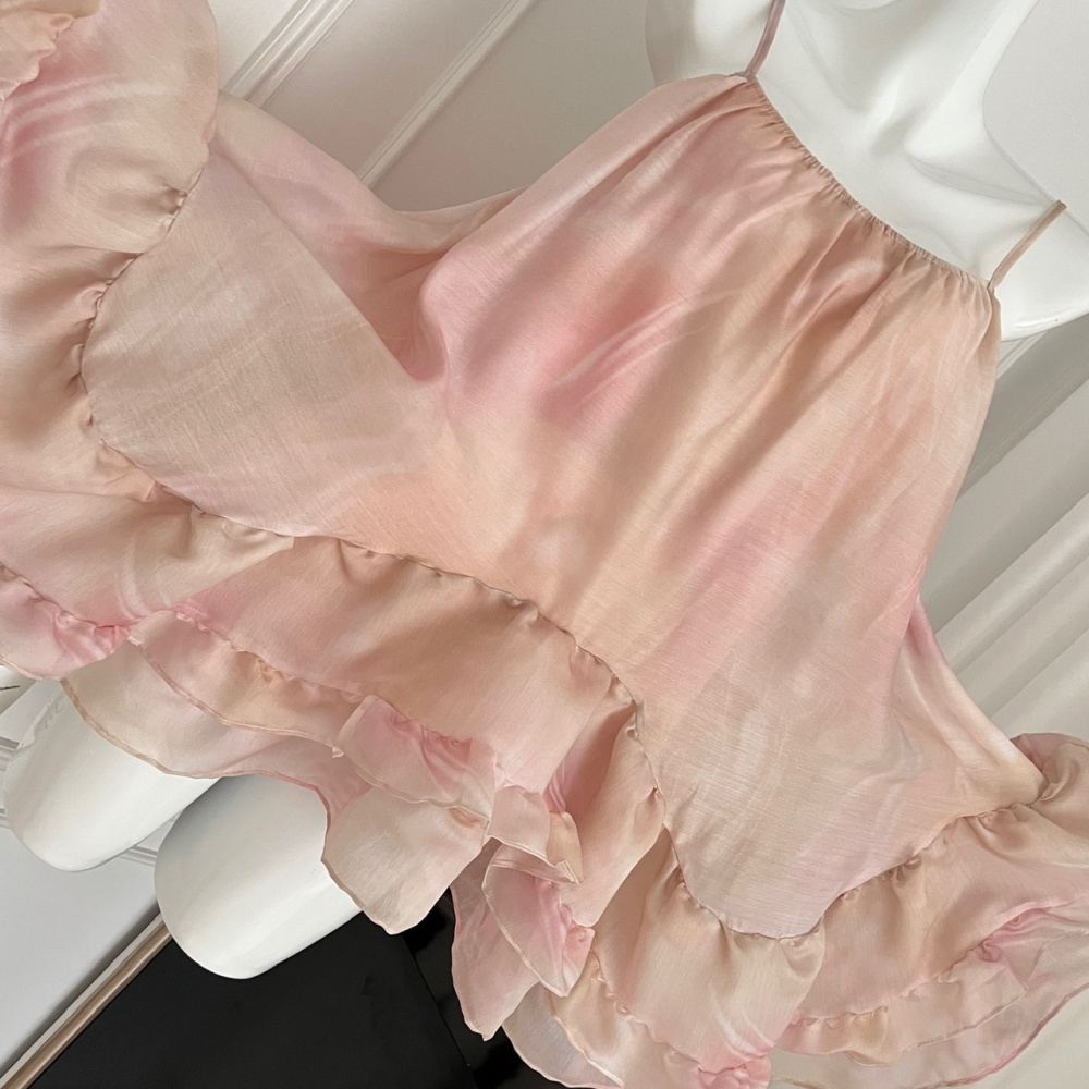 Blooming sling tops flowers stereoscopic dress