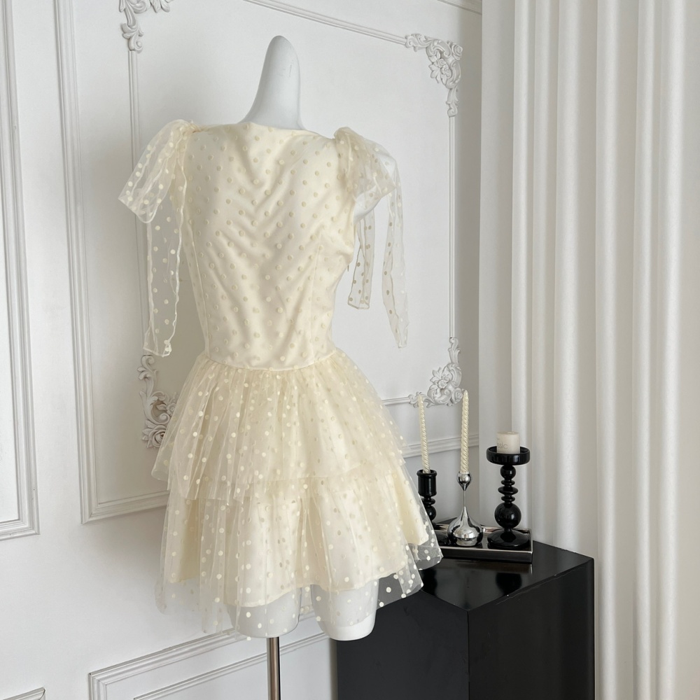 Romantic polka dot white dress