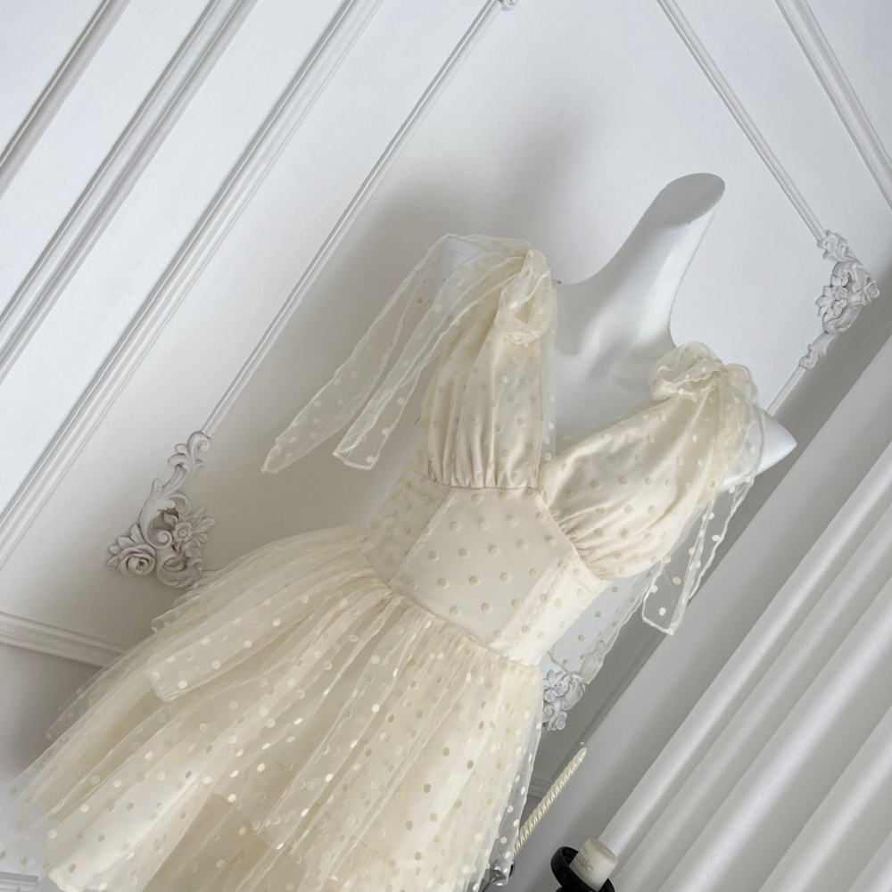 Romantic polka dot white dress