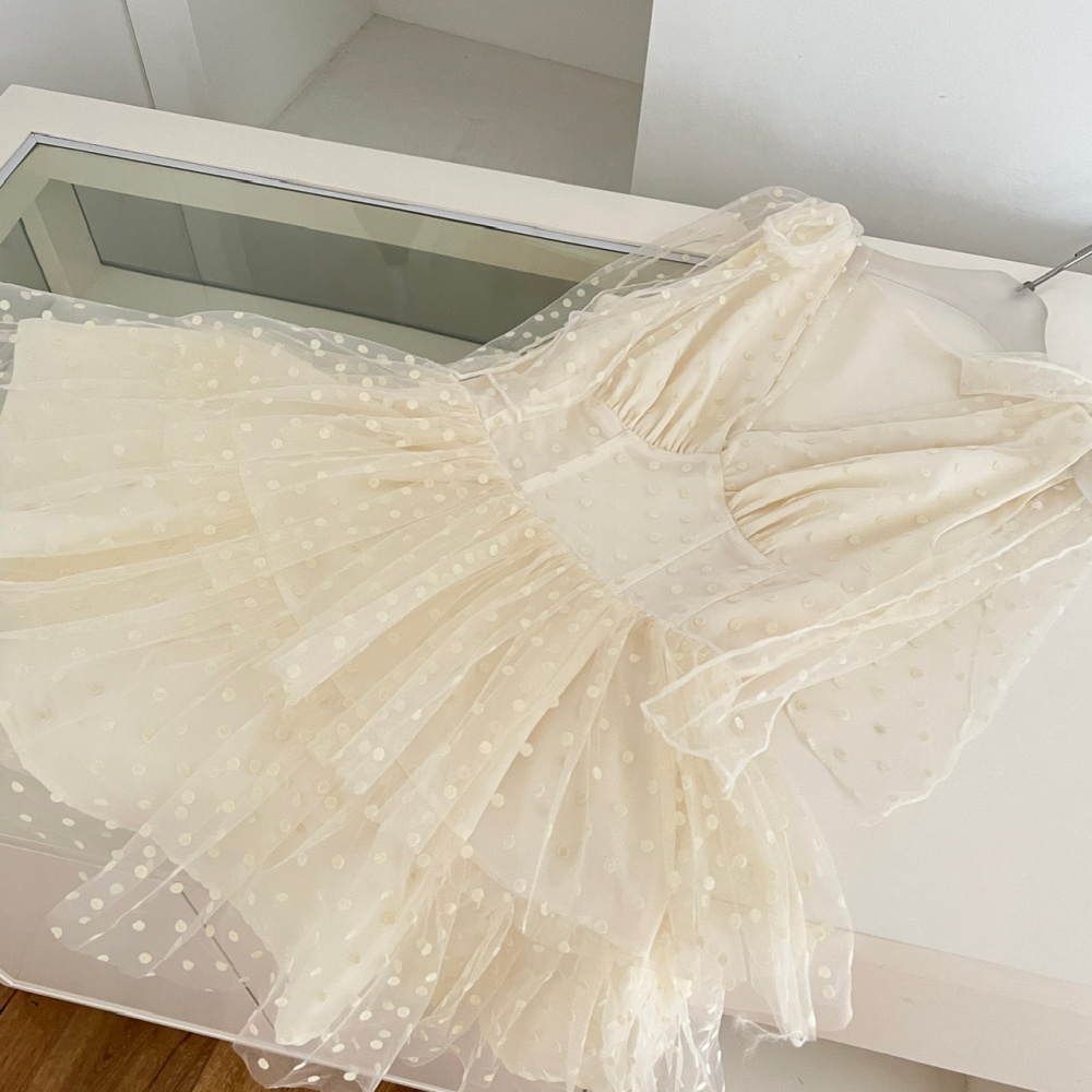 Romantic polka dot white dress