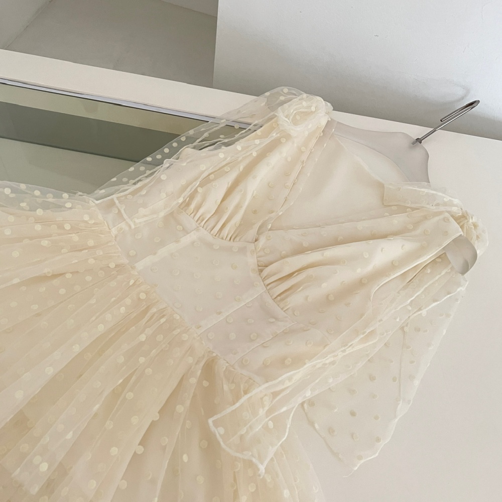 Romantic polka dot white dress