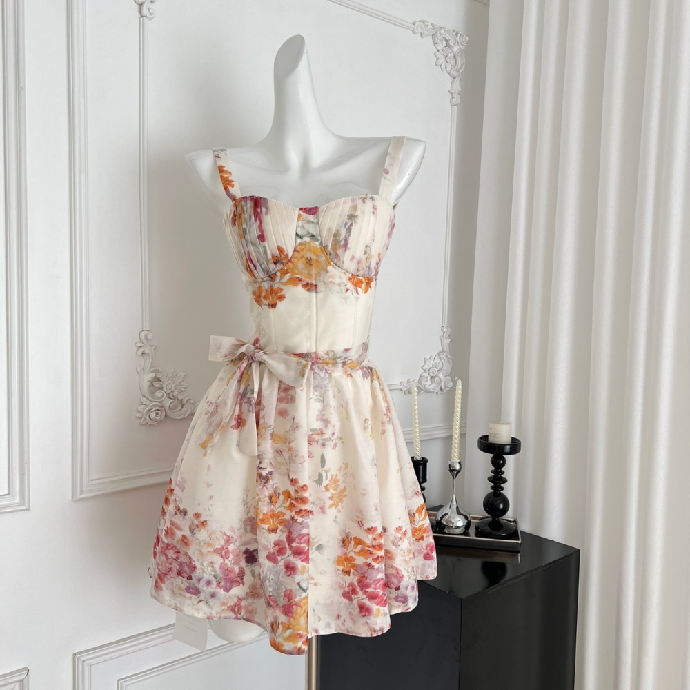 Frenum sling printing short dress