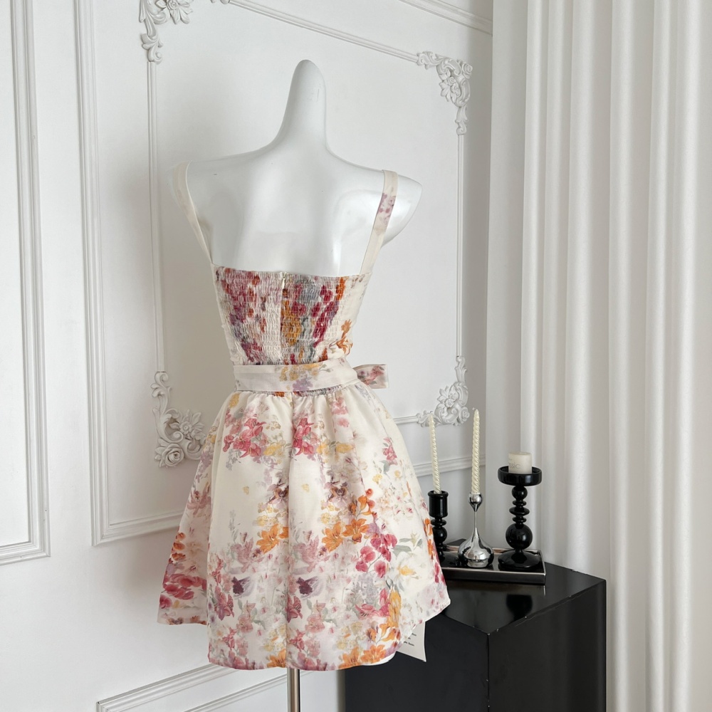 Frenum sling printing short dress