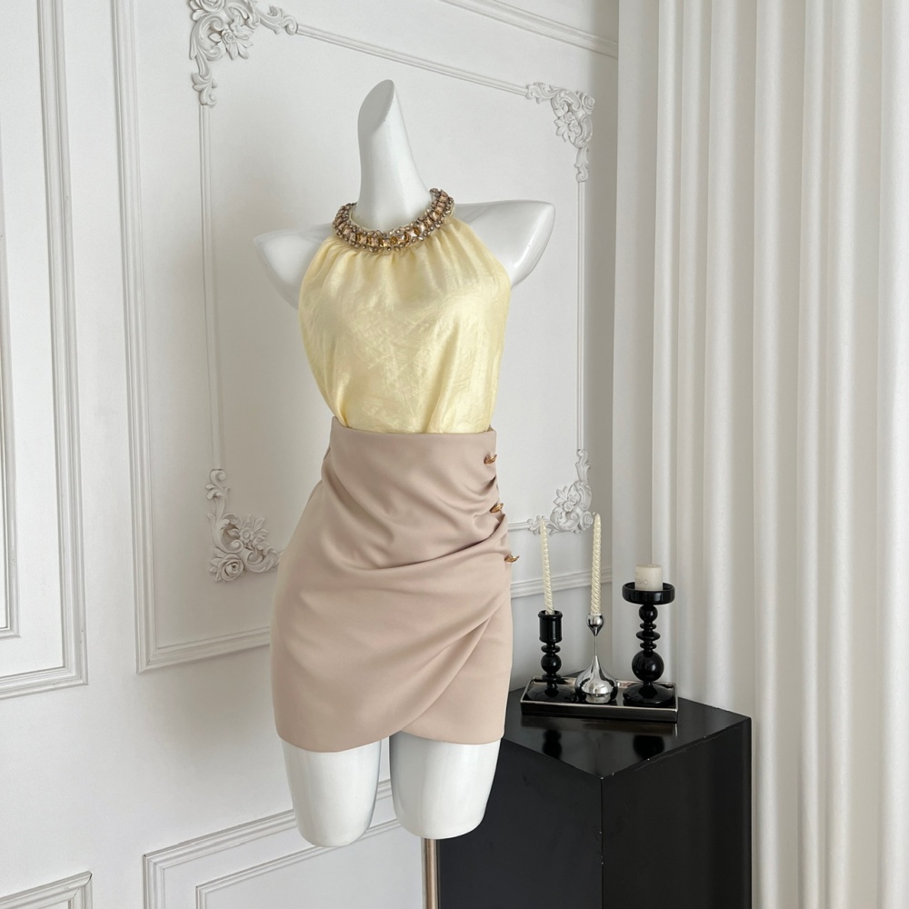 Chiffon skirt high waist tops 2pcs set for women