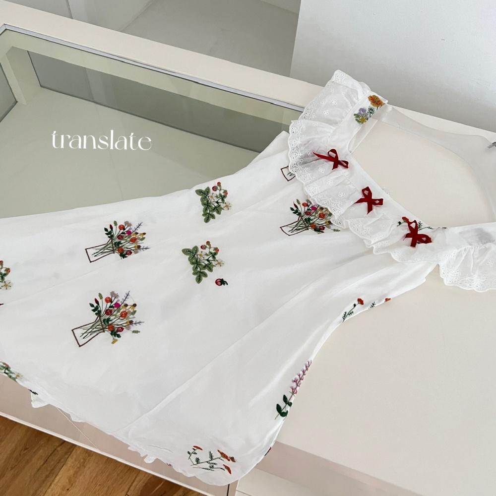 Square collar embroidery dress temperament colors T-back