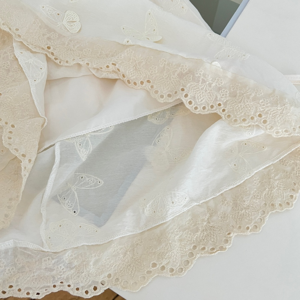 Lotus leaf edges slim lace romantic white dress