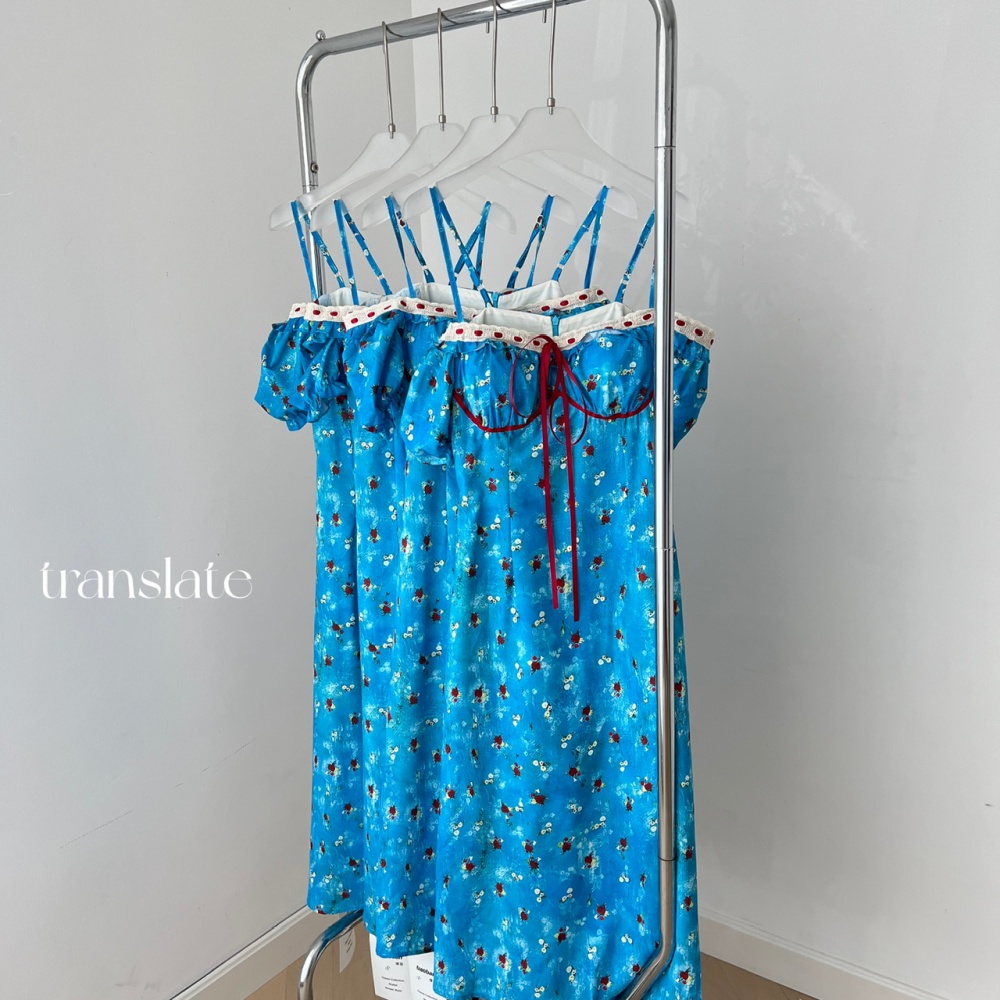 Long summer slim sweet floral pinched waist dress