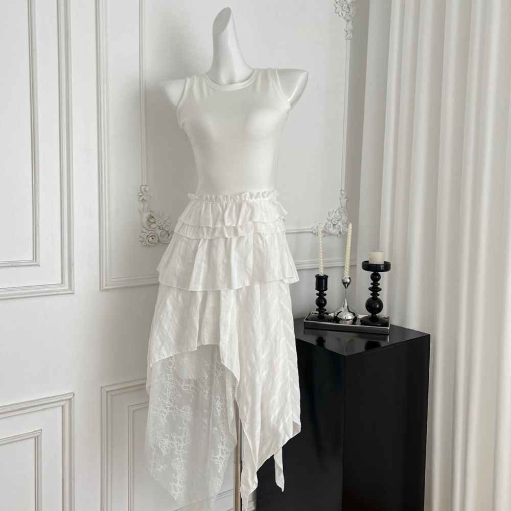 Pinched waist retro dress Casual France style vest