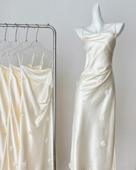 Sling satin formal dress France style dress for women
