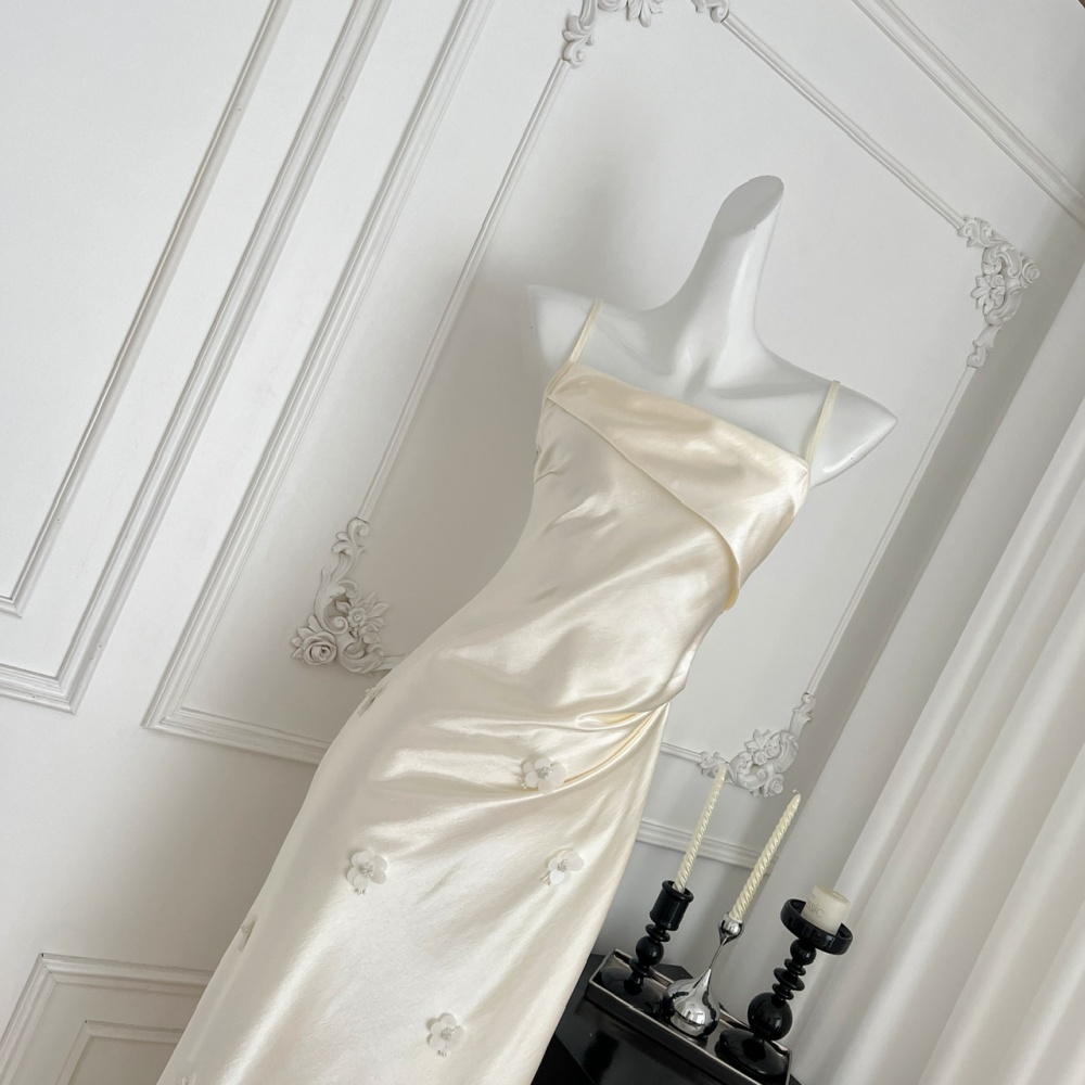 Sling satin formal dress France style dress for women