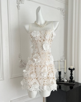 Short lace colors stereoscopic light luxury dress