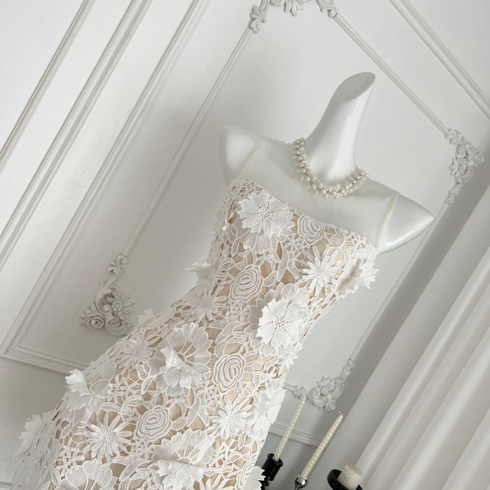 Short lace colors stereoscopic light luxury dress