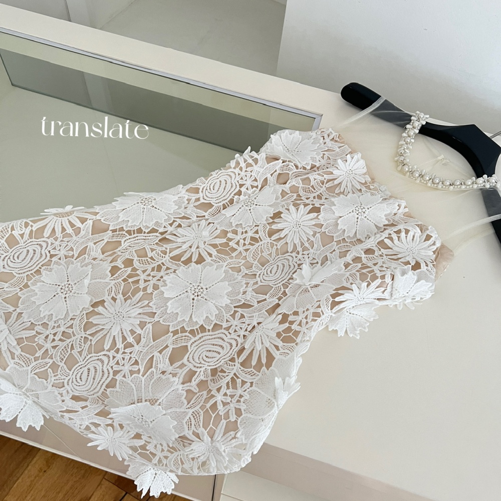 Short lace colors stereoscopic light luxury dress