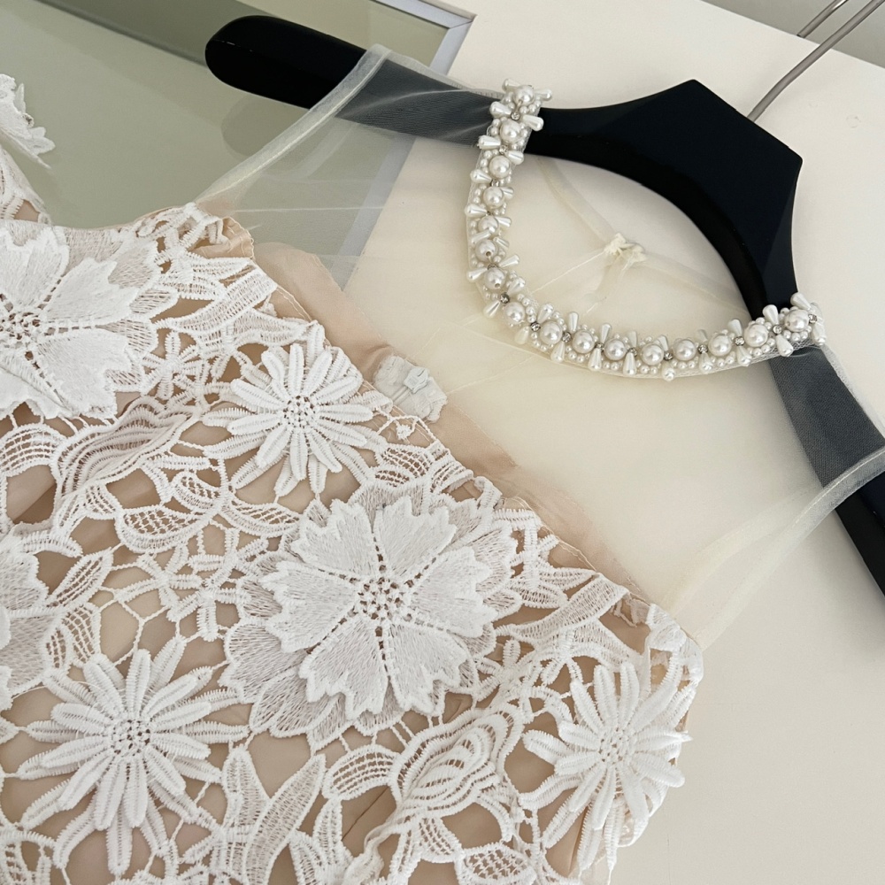Short lace colors stereoscopic light luxury dress