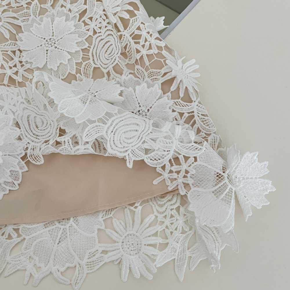 Short lace colors stereoscopic light luxury dress