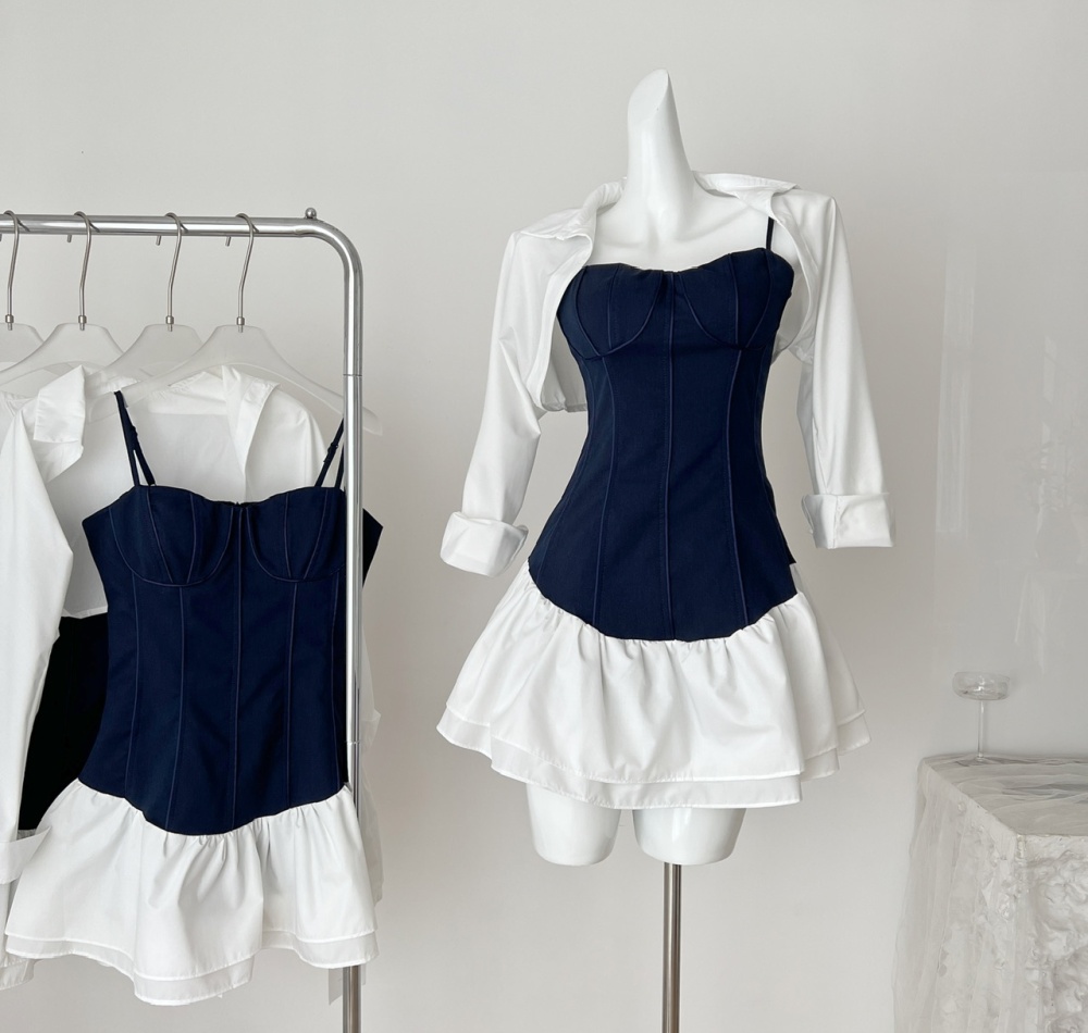 Flat shoulder dress sling shawl 2pcs set for women