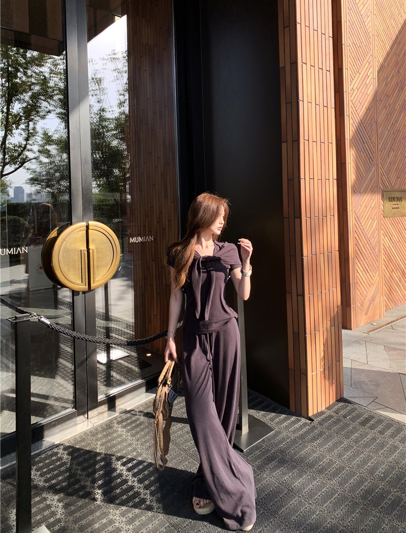 Cozy knitted long pants loose shawl 3pcs set for women