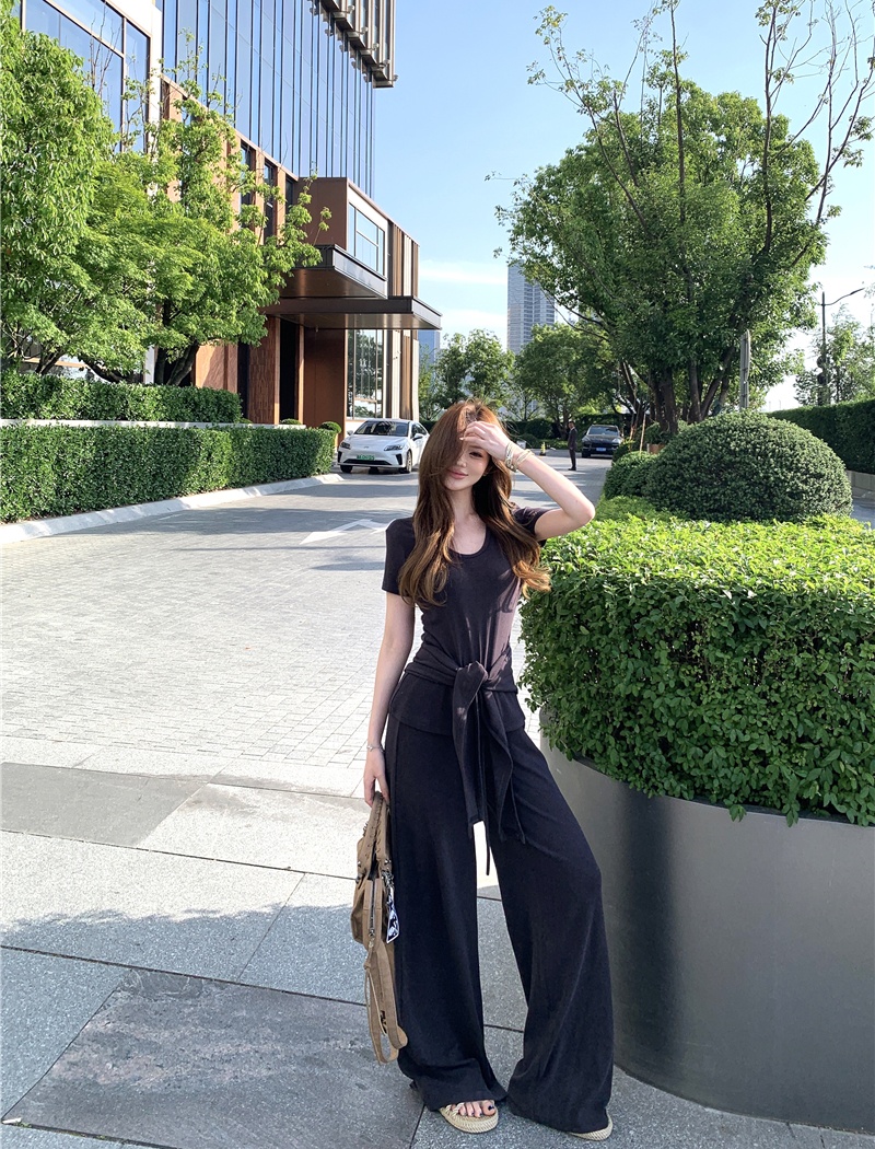 Cozy knitted long pants loose shawl 3pcs set for women
