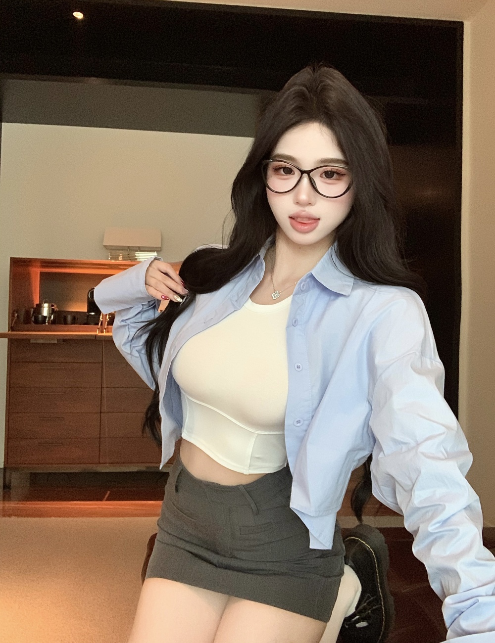 Spicegirl short skirt long sleeve business suit 3pcs set