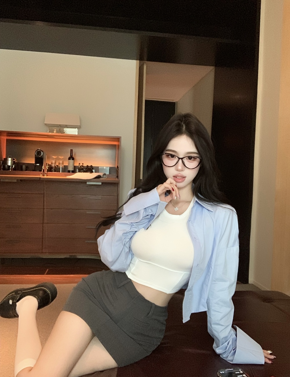 Spicegirl short skirt long sleeve business suit 3pcs set