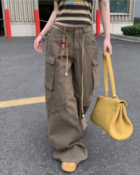 Wide leg loose work pants retro casual pants