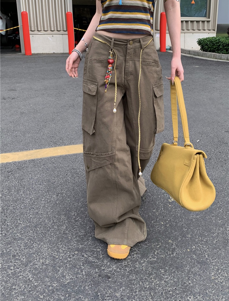 Wide leg loose work pants retro casual pants