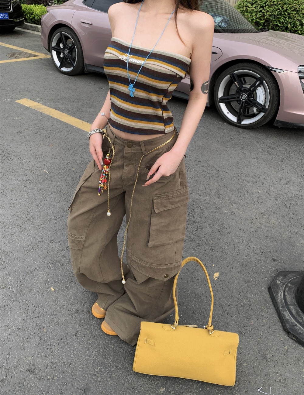Wide leg loose work pants retro casual pants