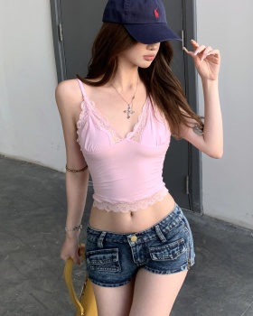 Splice package hip short jeans elasticity shorts a set