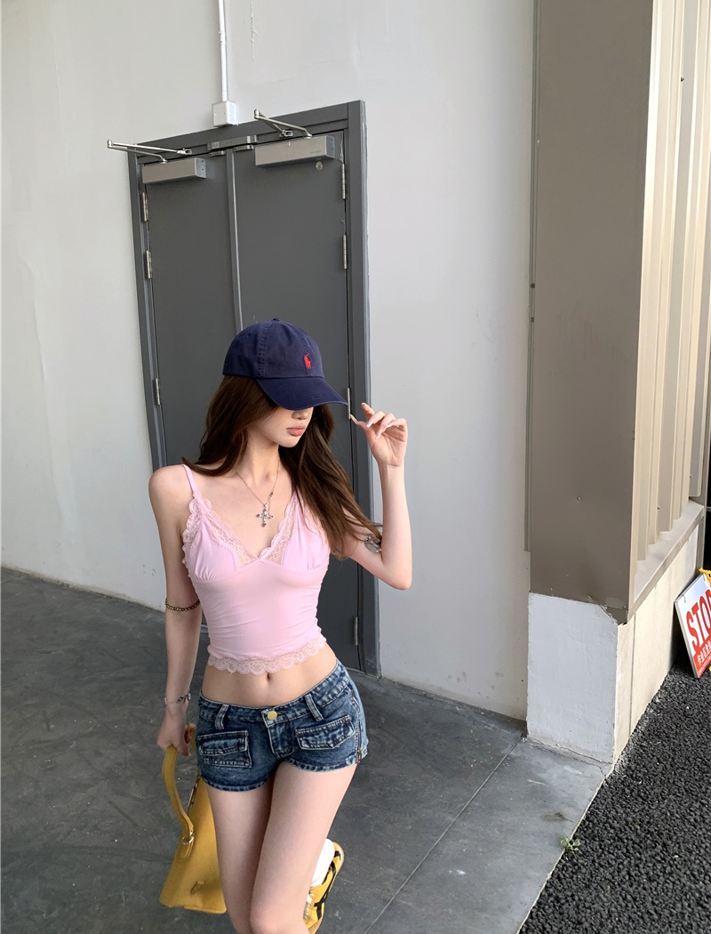 Splice package hip short jeans elasticity shorts a set