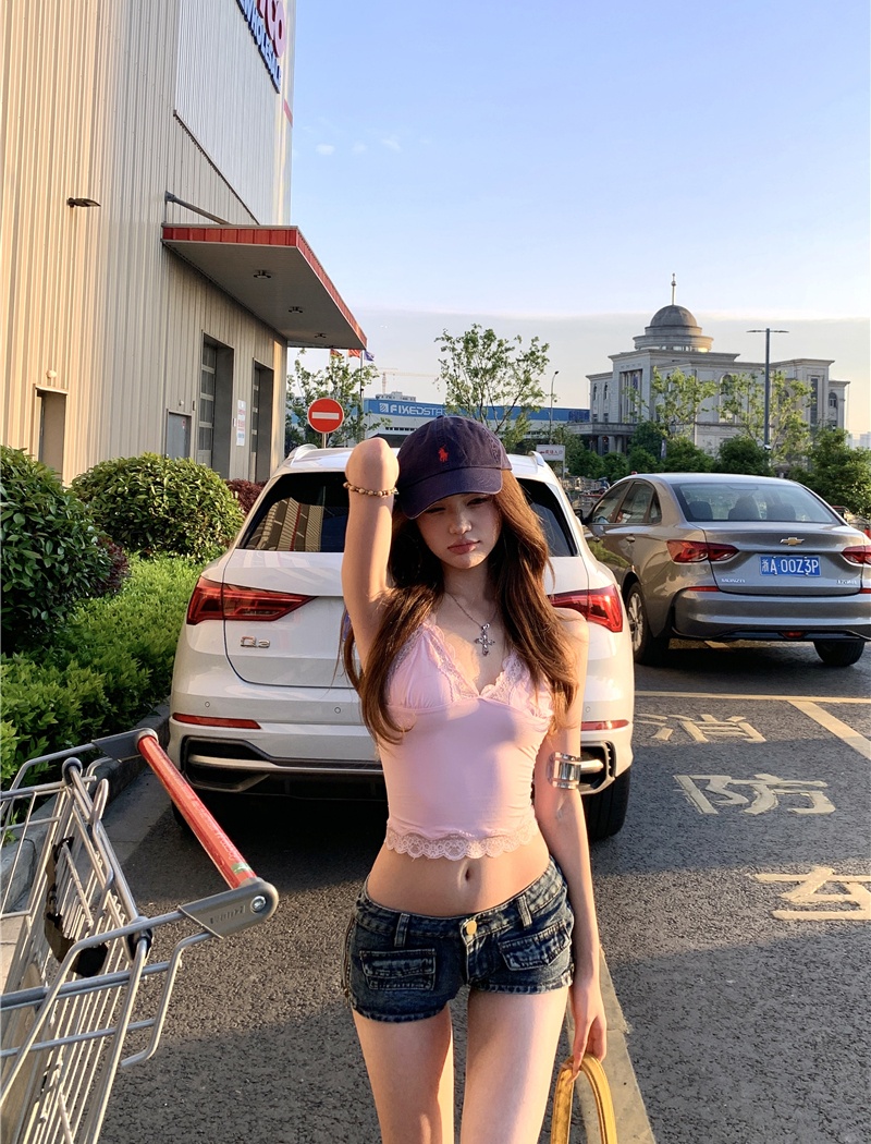 Splice package hip short jeans elasticity shorts a set