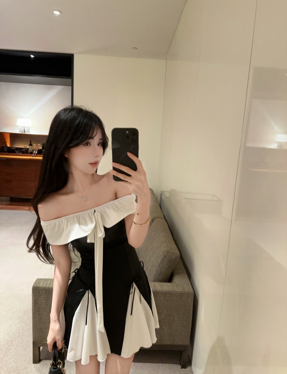 Repair waist big skirt fashion sexy dress for women