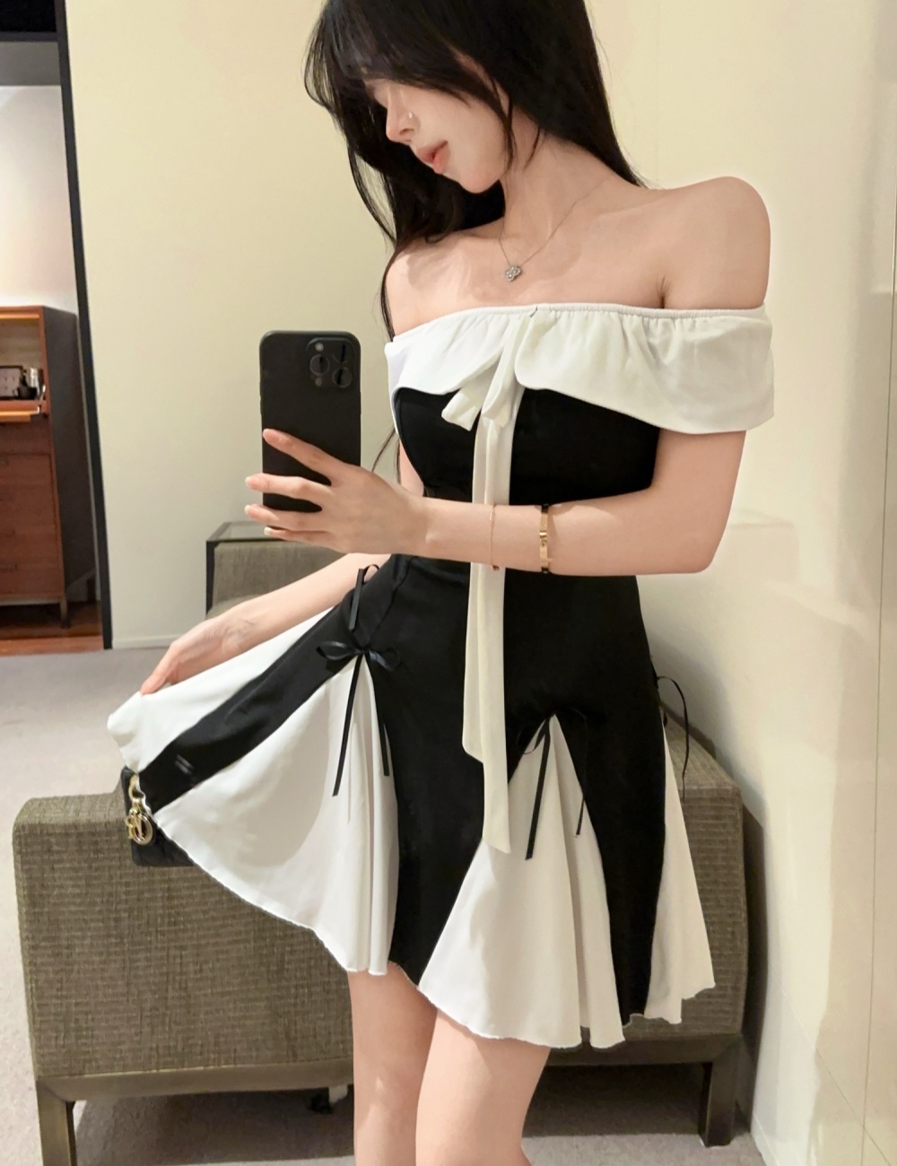 Repair waist big skirt fashion sexy dress for women