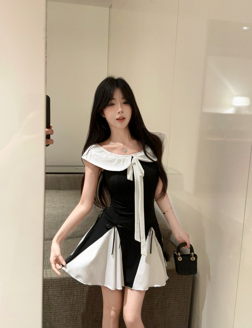 Repair waist big skirt fashion sexy dress for women