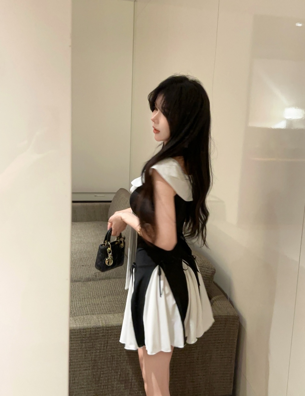 Repair waist big skirt fashion sexy dress for women