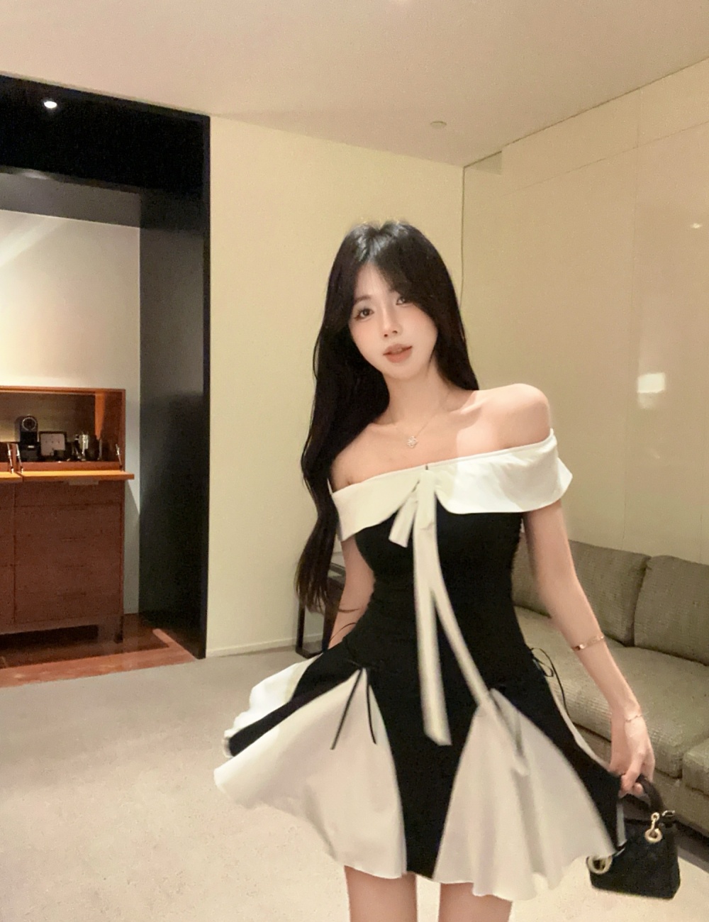 Repair waist big skirt fashion sexy dress for women