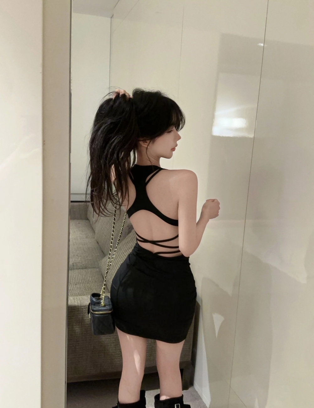 Package hip hollow tight pure fashion sexy dress for women