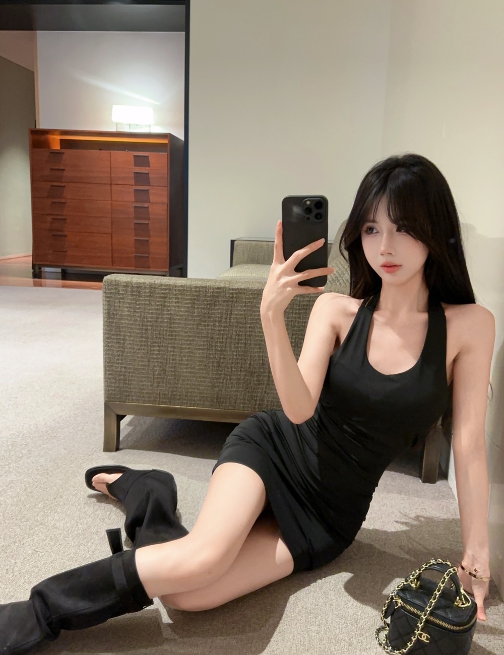 Package hip hollow tight pure fashion sexy dress for women