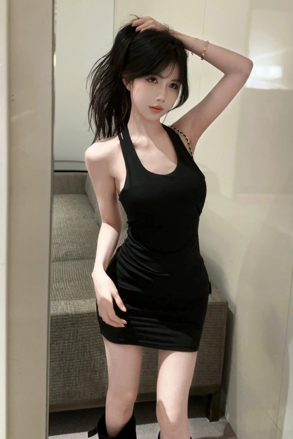 Package hip hollow tight pure fashion sexy dress for women