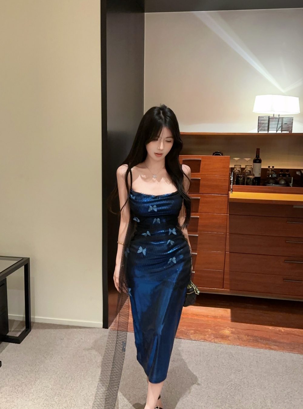 Sling fashion dress enticement long dress