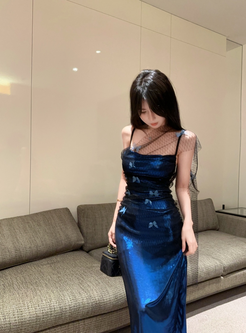 Sling fashion dress enticement long dress