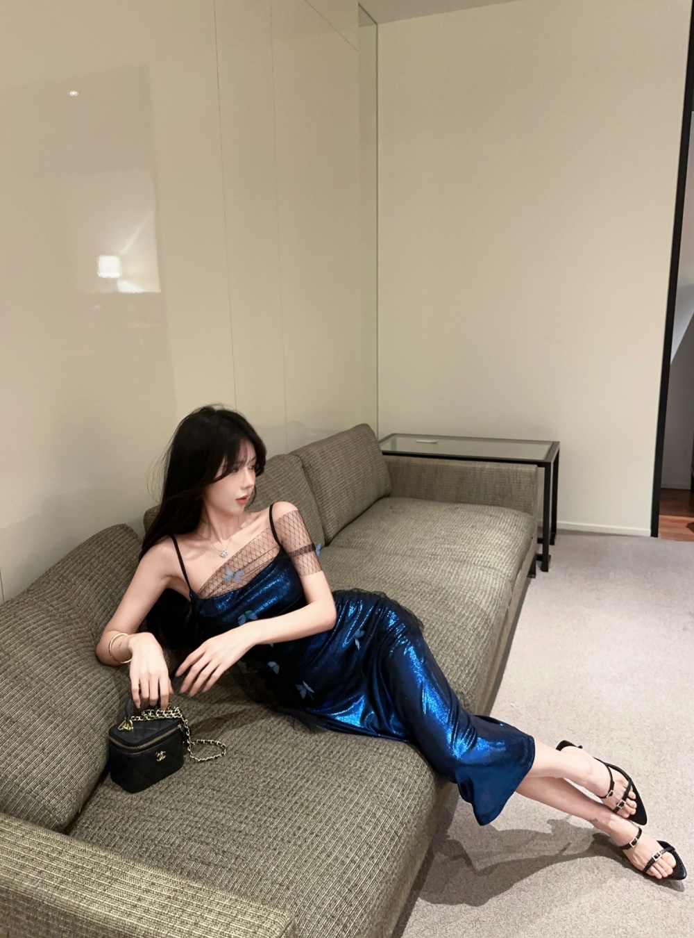 Sling fashion dress enticement long dress