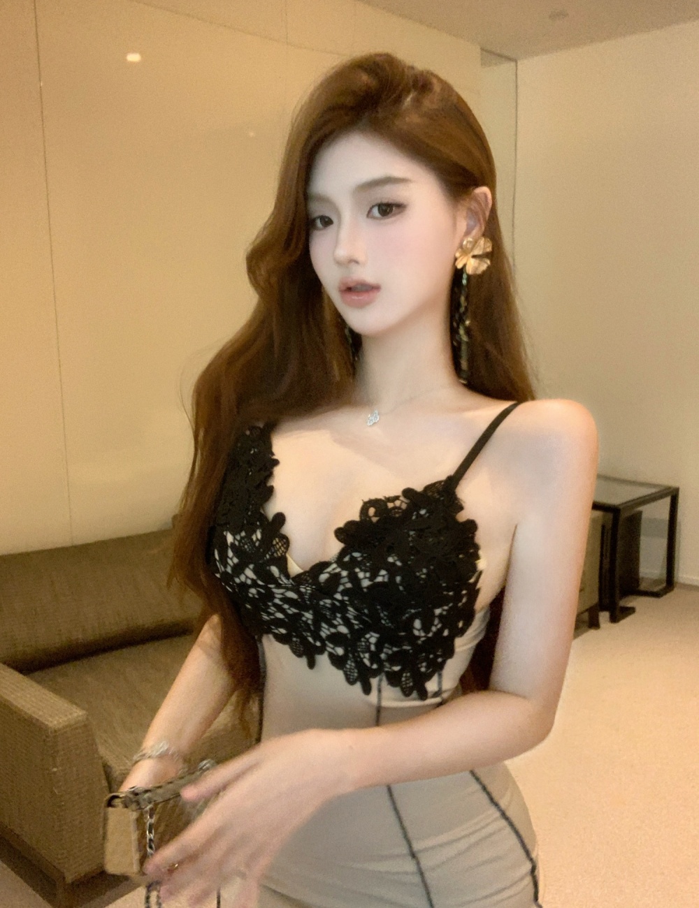 Spicegirl long fashion sling lace slim dress for women
