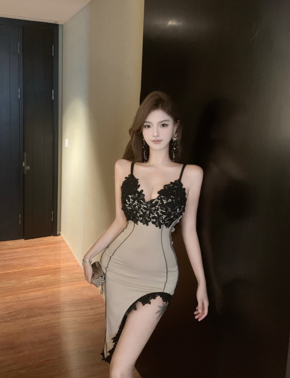 Spicegirl long fashion sling lace slim dress for women
