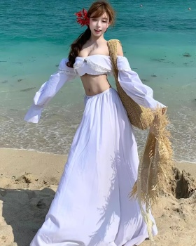 Long sleeve wrapped chest France style skirt a set