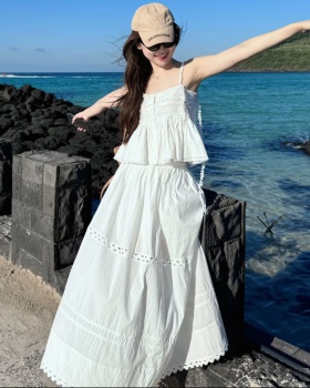 White skirt big skirt vest 2pcs set for women