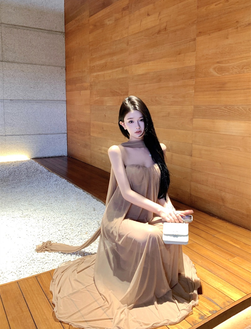 Streamer gauze dress sexy summer evening dress