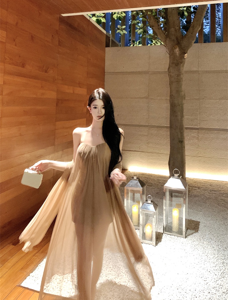 Streamer gauze dress sexy summer evening dress