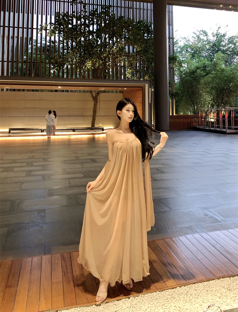 Streamer gauze dress sexy summer evening dress